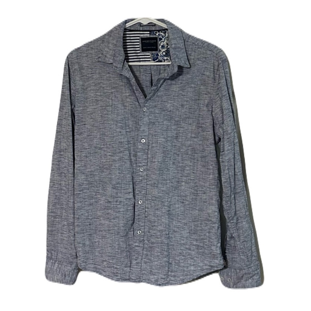 Denim &‎ Flower Gray Casual Button Down Shirt Classic Style